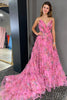 Load image into Gallery viewer, Pink Sweetheart A-Line Floral Long Tulle Formal Dress with Slit