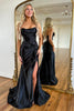 Load image into Gallery viewer, Royal Blue Corset Mermaid Draped Satin Long Formal Dress with Slit