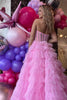 Load image into Gallery viewer, Glitter Golden Strapless A-Line Tulle Long Ruffled Formal Dress