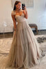 Load image into Gallery viewer, Princess Yellow A-Line Spaghetti Straps Tulle Long Formal Dress with Bows