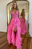 Load image into Gallery viewer, Fuchisa Sweetheart Corset Ruffled Formal Dress with Slit