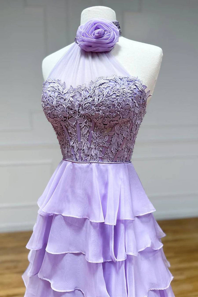 Load image into Gallery viewer, Fuchisa Sweetheart Corset Ruffled Formal Dress with Slit