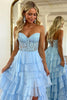 Load image into Gallery viewer, Fuchisa Sweetheart Corset Ruffled Formal Dress with Slit