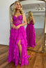 Load image into Gallery viewer, Fuchisa Sweetheart Corset Ruffled Formal Dress with Slit