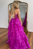 Load image into Gallery viewer, Fuchisa Sweetheart Corset Ruffled Formal Dress with Slit