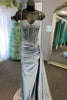 Load image into Gallery viewer, Glitter Mermaid Silver Long Corset Formal Dress with Slit