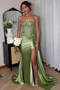 Load image into Gallery viewer, Glitter Mermaid Silver Long Corset Formal Dress with Slit