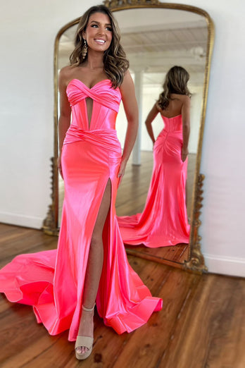 Purple Mermaid Sweetheart Long Formal Dress with Slit