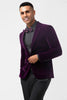 Load image into Gallery viewer, Dark Purple Peak Lapel One Button Velvet 2 Piece Men&#39;s Prom Tuxedos