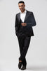 Load image into Gallery viewer, Black 3 Piece Peak Lapel Jacquard One Button Men&#39;s Formal Suits