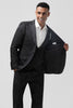 Load image into Gallery viewer, Black 3 Piece Peak Lapel Jacquard One Button Men&#39;s Formal Suits