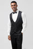 Load image into Gallery viewer, Black 3 Piece Peak Lapel Jacquard One Button Men&#39;s Formal Suits