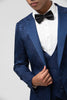 Load image into Gallery viewer, Black 3 Piece Peak Lapel Jacquard One Button Men&#39;s Formal Suits