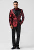 Load image into Gallery viewer, Peak Lapel Burgundy Jacquard One Button 2 Piece Men&#39;s Prom Tuxedo