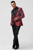 Load image into Gallery viewer, Peak Lapel Burgundy Jacquard One Button 2 Piece Men&#39;s Prom Tuxedo