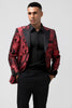 Load image into Gallery viewer, Peak Lapel Burgundy Jacquard One Button 2 Piece Men&#39;s Prom Tuxedo