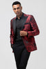 Load image into Gallery viewer, Peak Lapel Burgundy Jacquard One Button 2 Piece Men&#39;s Prom Tuxedo