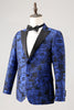 Load image into Gallery viewer, Royal Blue Jacquard Peak Lapel Men&#39;s Blazer