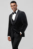 Load image into Gallery viewer, Black 3 Piece Shawl Lapel One Button Men&#39;s Formal Suits