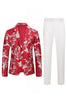 Load image into Gallery viewer, Red Floral Jacquard 2 Piece Men Formal Suits