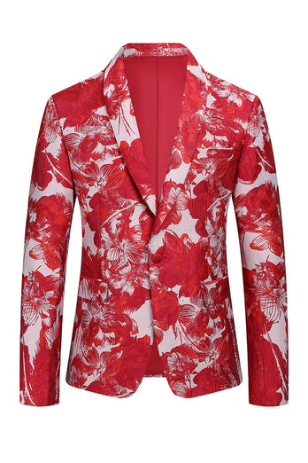 Red Floral Jacquard 2 Piece Men Formal Suits