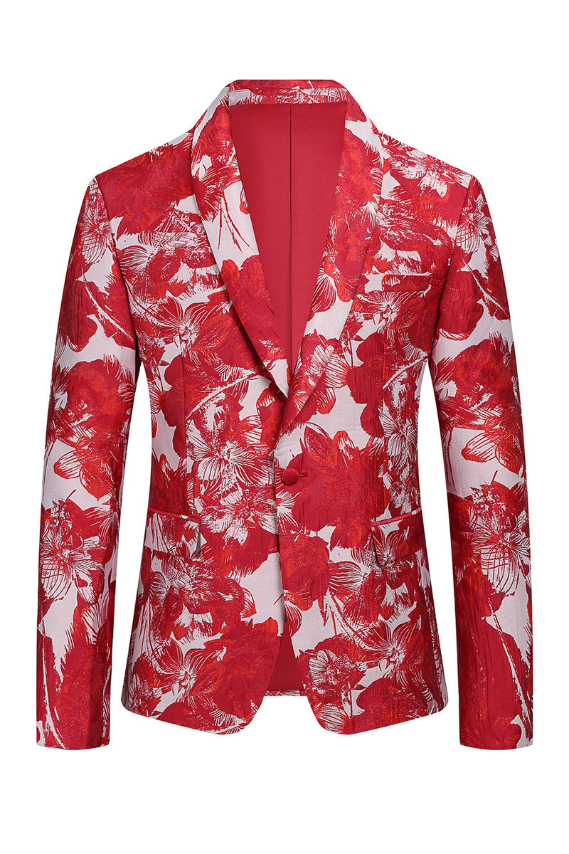 Load image into Gallery viewer, Red Floral Jacquard 2 Piece Men Formal Suits