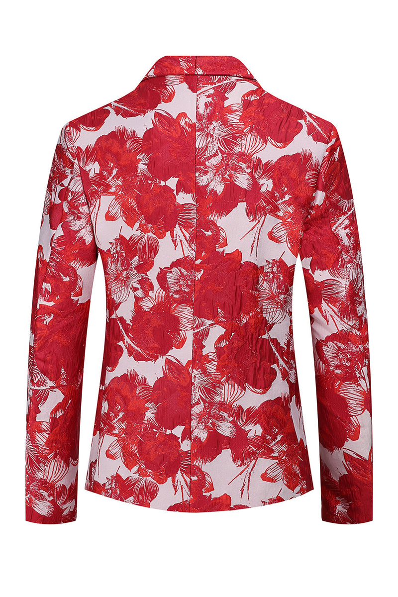 Load image into Gallery viewer, Red Floral Jacquard 2 Piece Men Formal Suits