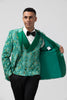 Load image into Gallery viewer, Green Peak Lapel Jacquard One Button 3 Piece Men&#39;s Formal Suits