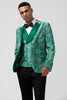 Load image into Gallery viewer, Green Peak Lapel Jacquard One Button 3 Piece Men&#39;s Formal Suits