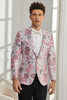 Load image into Gallery viewer, Shawl Lapel One Button Pink Floral Jacquard 2 Piece Formal Suits