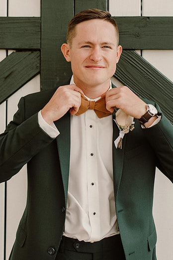 Dark Green 2 Piece Notched Lapel Groomsmen Suits