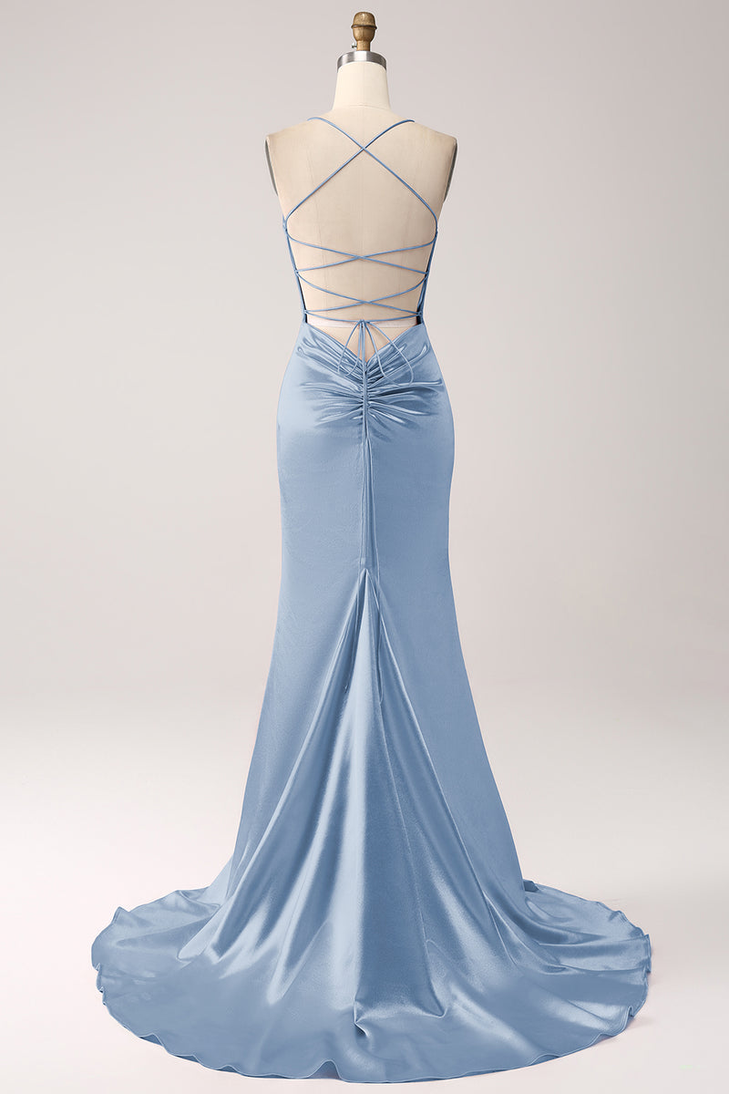 Load image into Gallery viewer, Blush Mermaid Spaghetti Straps Long Formal Dress