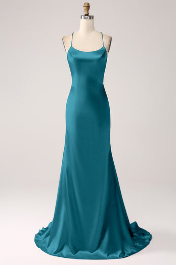 Eucalyptus Mermaid Satin Long Formal Dress