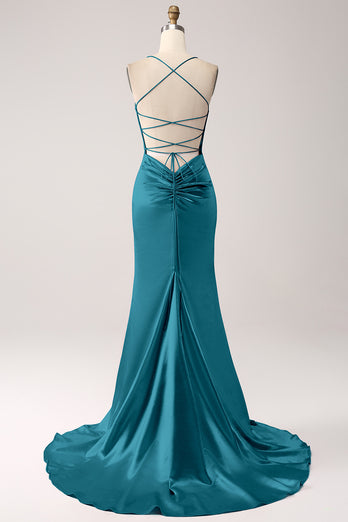 Eucalyptus Mermaid Satin Long Formal Dress