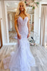 Load image into Gallery viewer, Lilac Mermaid Spaghetti Straps V Neck Corset Formal Dress with Appliques