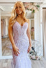 Load image into Gallery viewer, Lilac Mermaid Spaghetti Straps V Neck Corset Formal Dress with Appliques