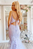 Load image into Gallery viewer, Lilac Mermaid Spaghetti Straps V Neck Corset Formal Dress with Appliques