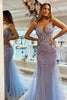 Load image into Gallery viewer, Mermaid Spaghetti Straps Lilac Corset Formal Dress with Beading