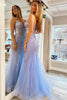 Load image into Gallery viewer, Mermaid Spaghetti Straps Lilac Corset Formal Dress with Beading