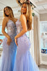 Load image into Gallery viewer, Mermaid Spaghetti Straps Lilac Corset Formal Dress with Beading