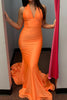 Load image into Gallery viewer, Orange Mermaid Backless Long Formal Dress