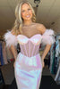 Load image into Gallery viewer, Sparkly Blush Corset Long Formal Dress with Feathers