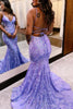 Load image into Gallery viewer, Sparkly Blue Mermaid Sequins Long Backless Formal Dress