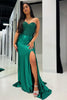 Load image into Gallery viewer, Glitter Dark Green Sweetheart Mermaid Long Formal Dress with Slit