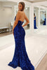 Load image into Gallery viewer, Sparkly Royal Blue Strapless Mermaid Long Formal Dress