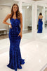 Load image into Gallery viewer, Sparkly Royal Blue Strapless Mermaid Long Formal Dress