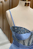 Load image into Gallery viewer, Sparkly Grey Blue Corset Mermaid Long Formal Dress with Slit