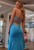 Load image into Gallery viewer, Sparkly Blue Beaded Mermaid Long Formal Dress with Slit