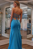 Load image into Gallery viewer, Sparkly Blue Beaded Mermaid Long Formal Dress with Slit