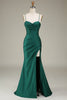 Load image into Gallery viewer, Dark Green Satin Spaghetti Straps Formal Dress with Corset